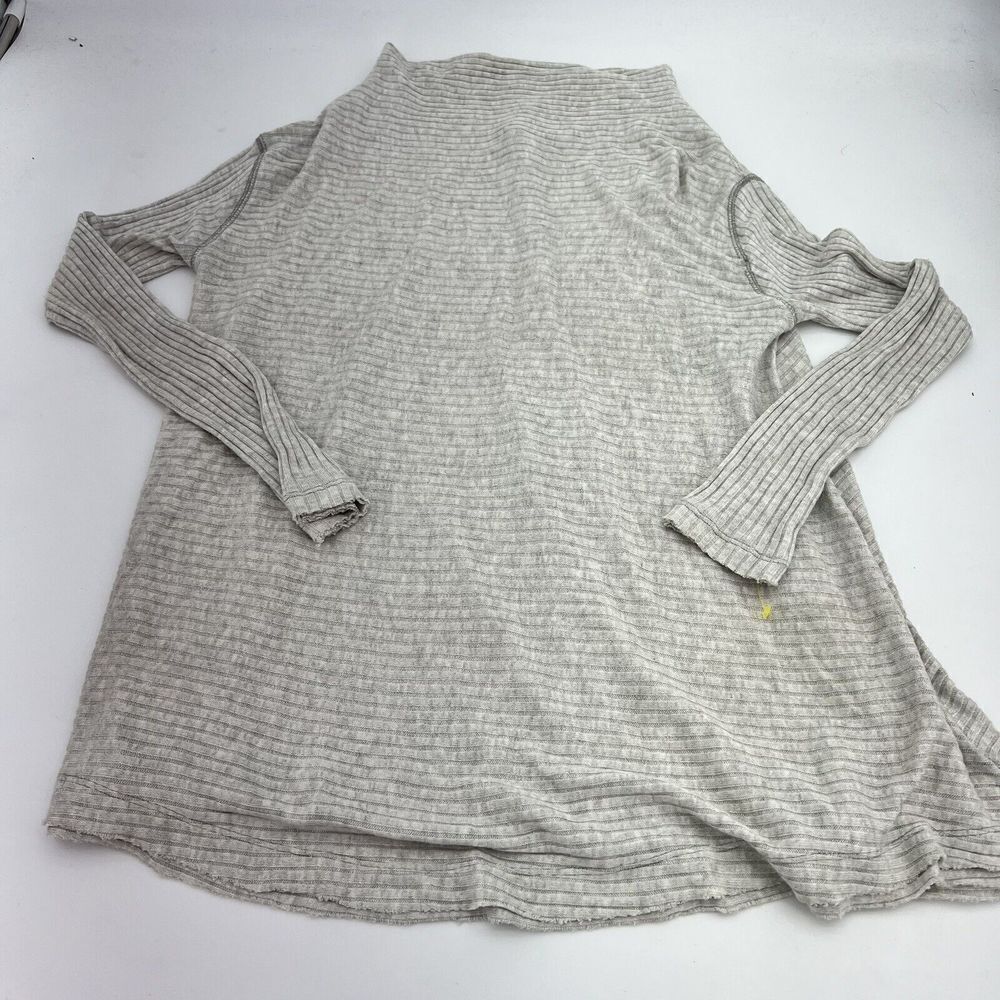 Free People Lover Rib Knit Split Back Pullover Gray Sweater Lightweight XS
